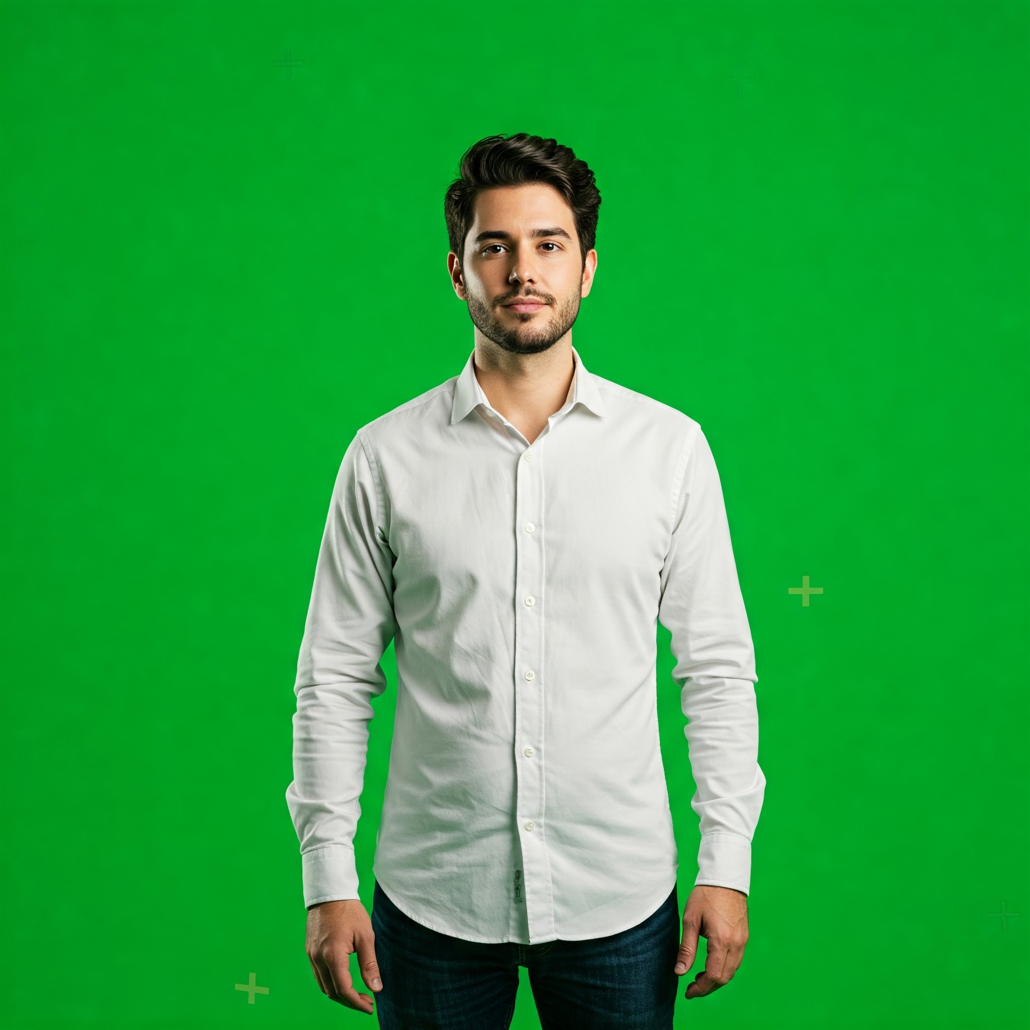photo of Young Man in White Shirt Against Green Screen